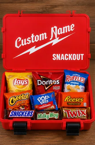 Personalized 3D Printed Toolbox Snack Organizer with Hinged Lid | Gift for Dad, Grandpa or Garage