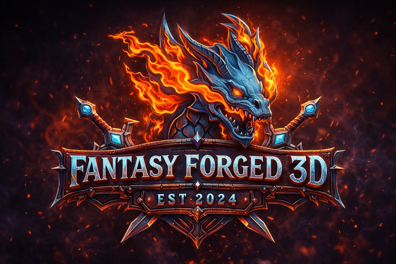 Fantasy Forged 3D dragon crest
